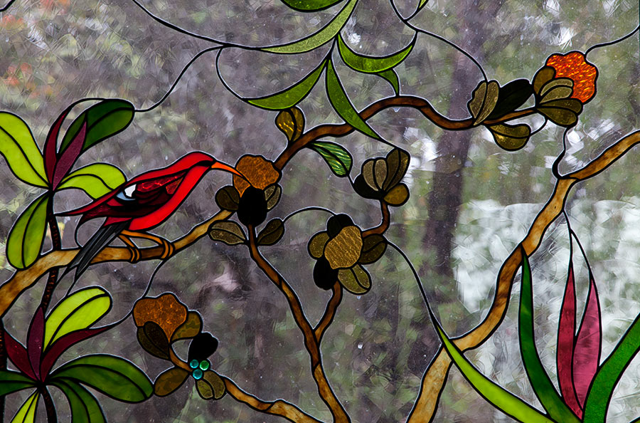stained glass with birds Tutu's Place