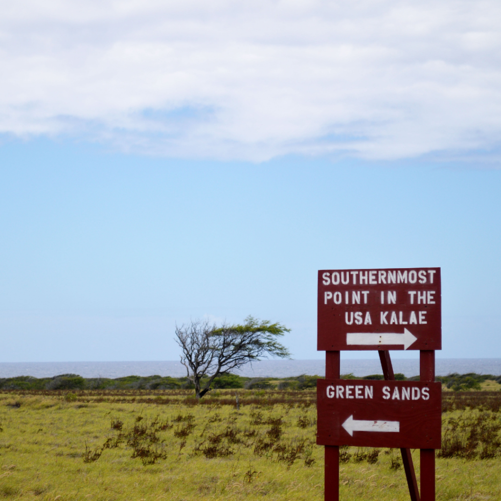 From the southernmost point in the USA, you can hike to the green sand of Papakōlea Beach on Hawaii Island